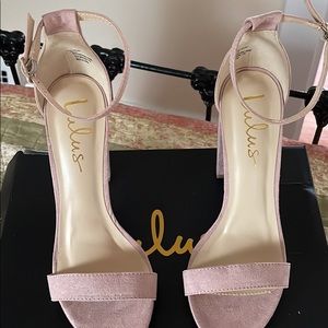 Blush pink block heels